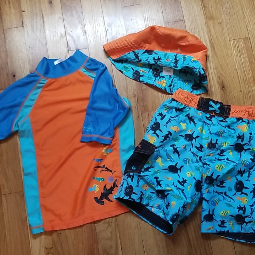 Gently used boys 3 piece swim ensemble